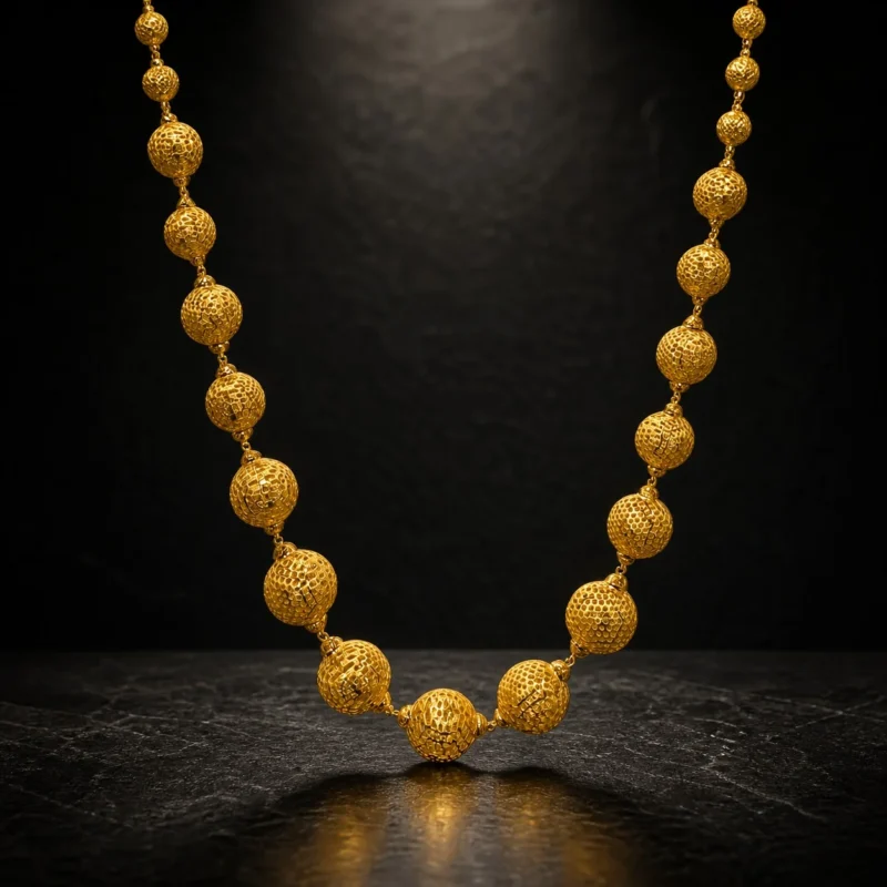 Gold Textured Ball Necklace